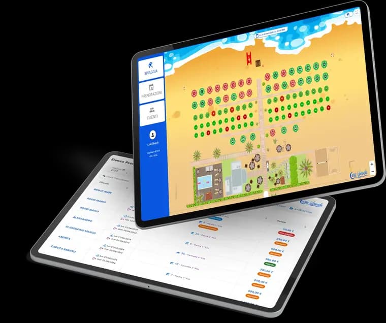Easy Beach — mappa spiaggia e prenotazioni su tablet